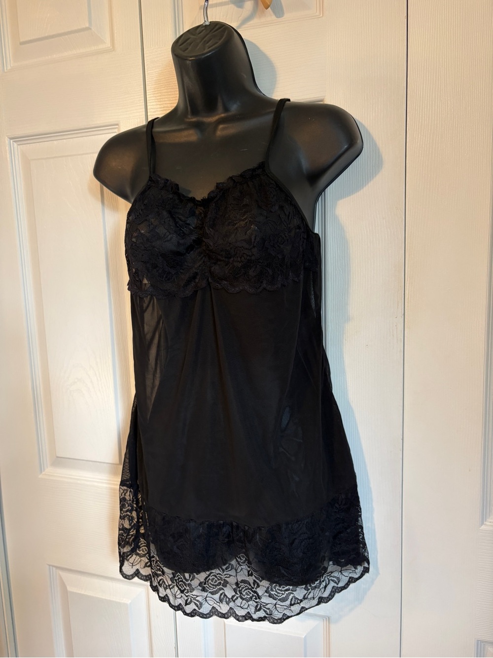 Black Lace Trim Chemise Nightgown - Women Intimates